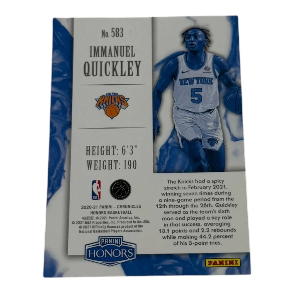 2020-21 Panini Chronicles Honors Immanuel Quickley RC Rookie Card #583‎ Knicks